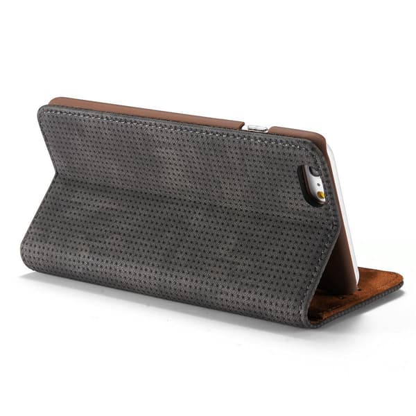 Plånboksfodral i Retrodesign från LEMAN till iPhone 6/6S Plus Gråsvart