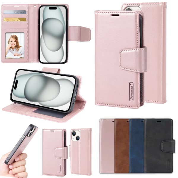 exklusiv 2-1 plånboksfodral för iPhone 15 Rosa guld