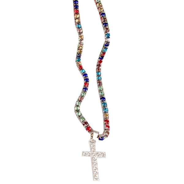 Exklusivt H�g Kvalitet Kors Halsband Silver