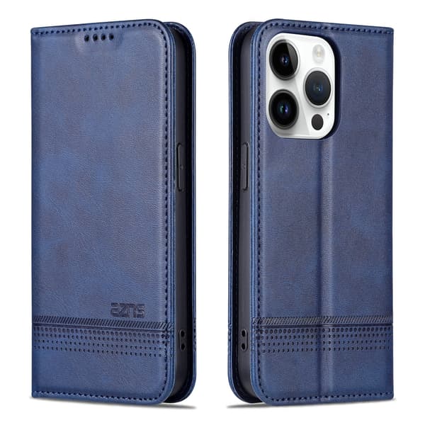iPhone 15 pro - Plånboksfodral i Läder med 3-kortfack Mörkgrön