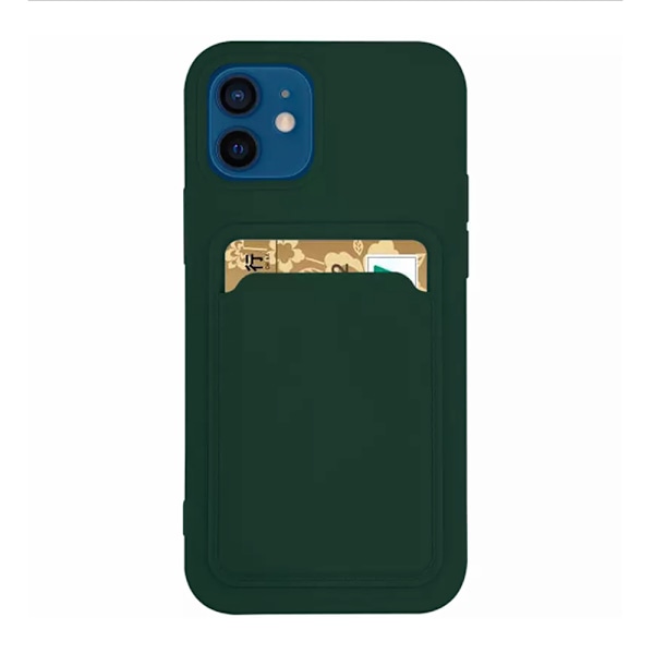 iPhone 12 Mini - Skyddande Stilrent Skal med Korthållare Svart