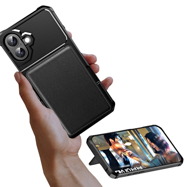 iPhone 16  Leman slimfodral med kortfack & skydd