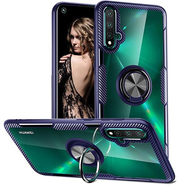 Huawei Nova 5T - Stilrent Skal med Ringhållare Röd