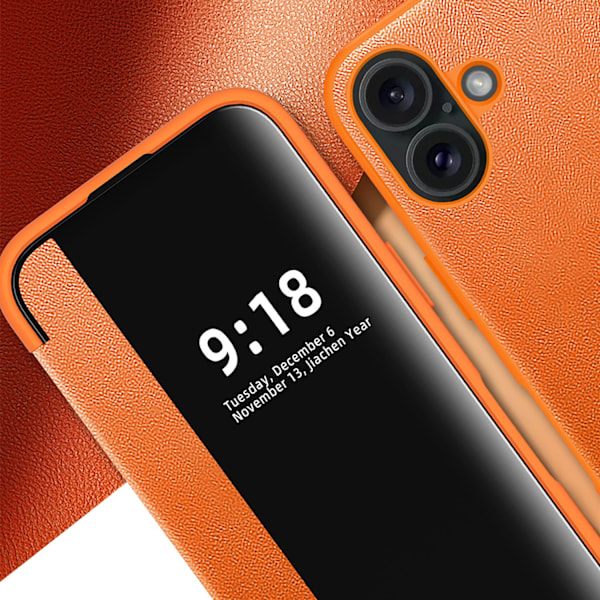 iPhone 16 Fodral - Elegant Design med Smart Fönster! Orange