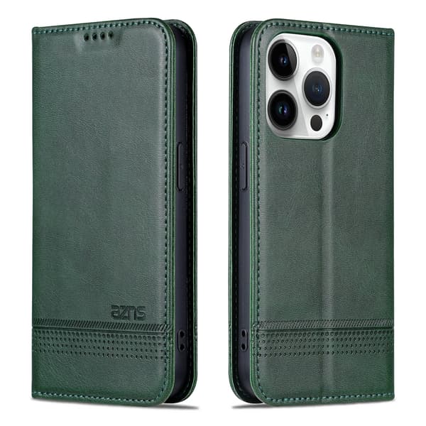iPhone 15 pro - Plånboksfodral i Läder med 3-kortfack Röd