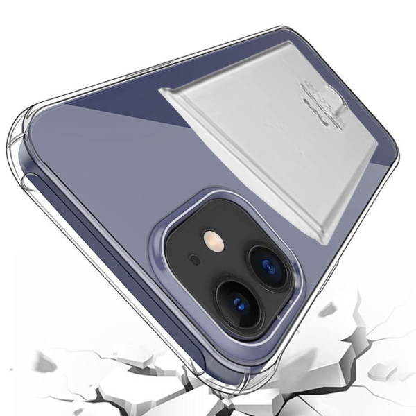 iPhone 12 Mini - Skal med Kortfack & Mjukt Sk�rmskydd Transparent