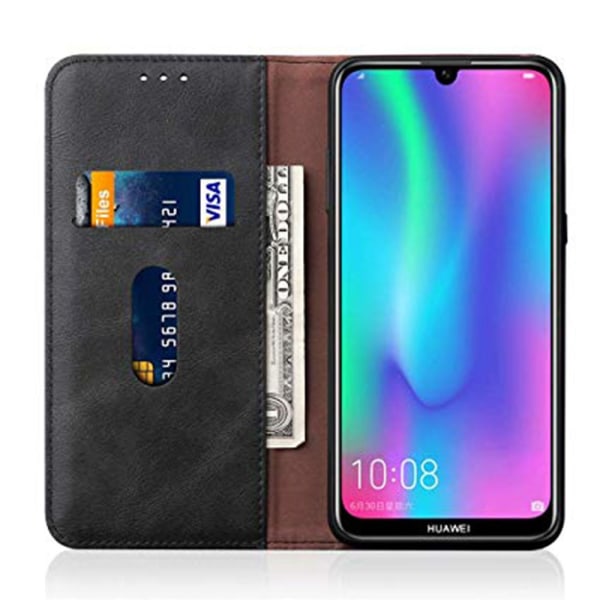 Huawei Y6 2019 - Exklusivt Slittåligt Plånboksfodral LEMAN Svart