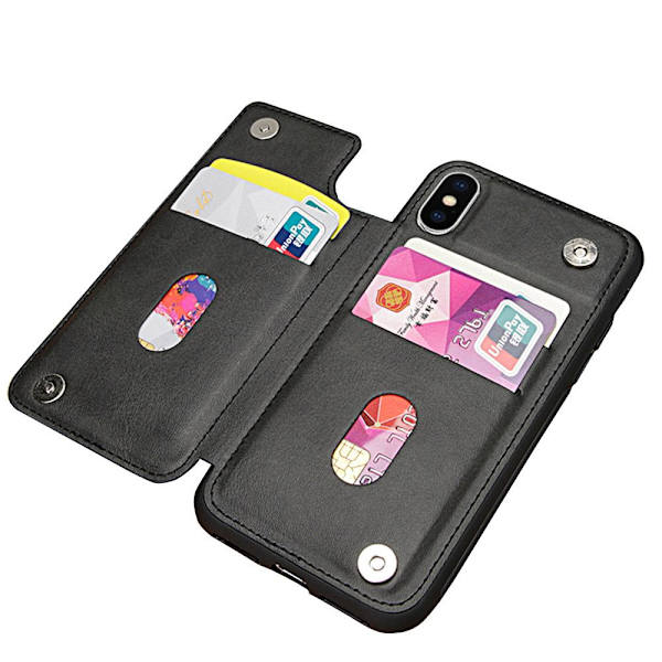iPhone X/XS - Stilrent Skal med Kortfack (HANMAN) Mörkblå