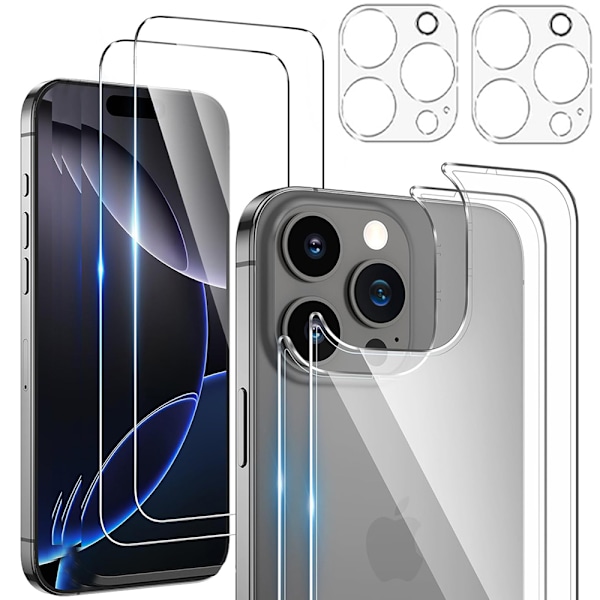 3-in-1 iPhone 16 pro Max Fram- & Baksida + Kameralinsskydd Transparent