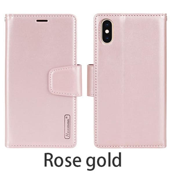 iPhone X/XS - Stilsäkert Dubbelfunktion Hanman Plånboksfodral Roséguld