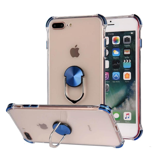 iPhone 8 Plus - Praktisk beskyttelsescover med ringholder Blå