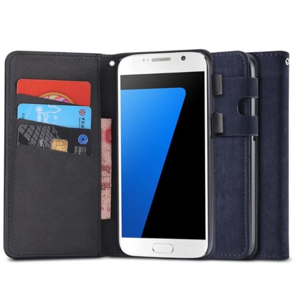 Samsung Galaxy S6 Edge - Praktiskt Plånboksfodral i lent läder Ljusbrun