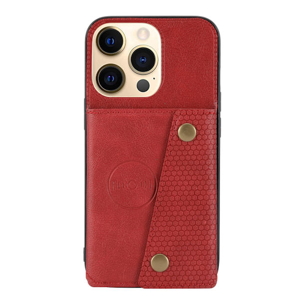 iPhone 15 Pro Max - Praktiskt Skal med Korthållare Red
