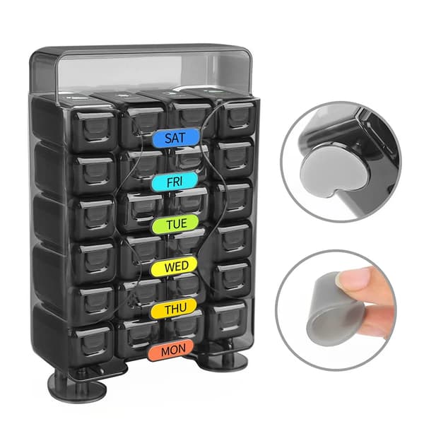 Pilledispenser Portable  28 fack & påminnelsefunktion Blå