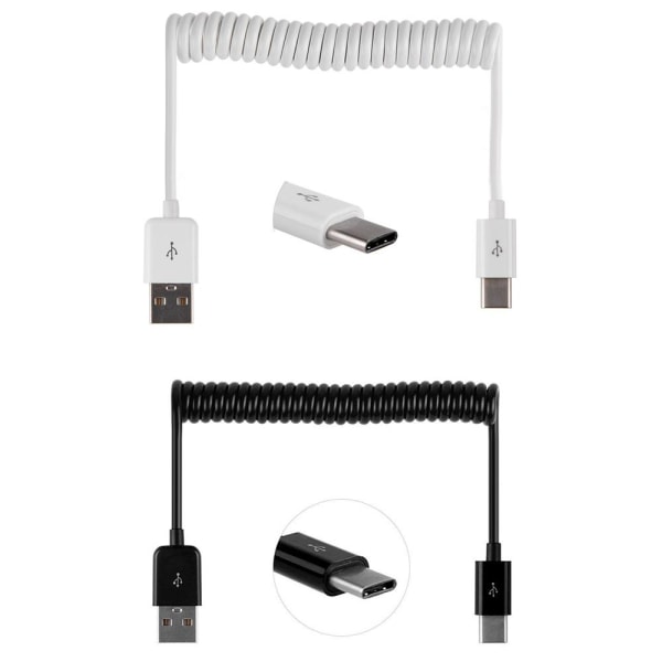 USB till Type-C Fjäder Laddningskabel Vit