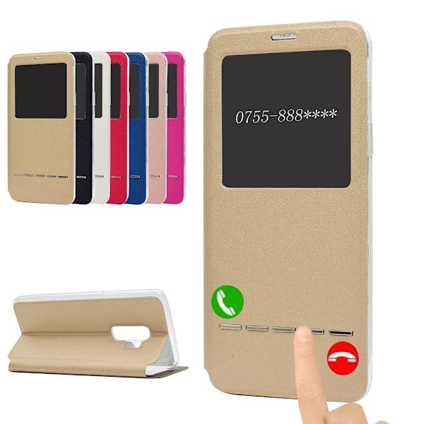 Smartfodral med fönster och svarsfunktion - Samsung Galaxy S9+ Svart