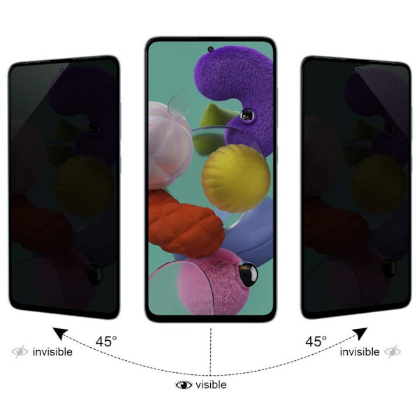 Samsung A71 Anti-Spy Näytönsuoja 9H 0,3mm Transparent