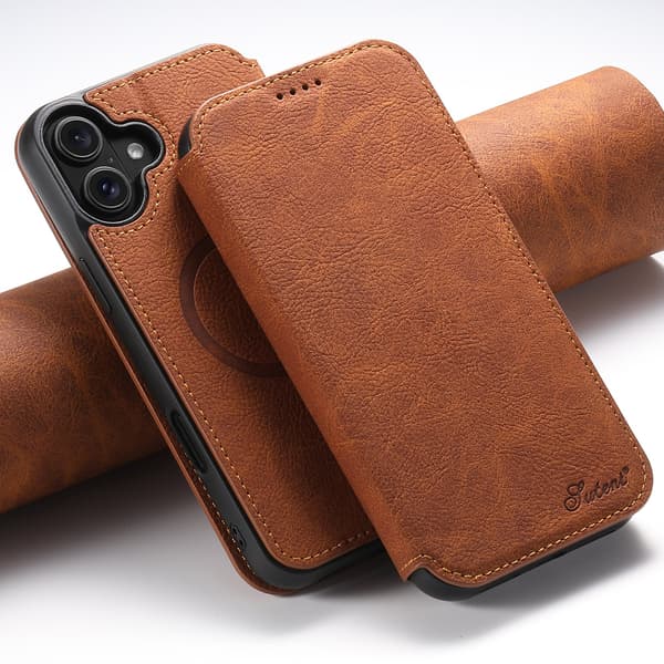 iPhone 16 Plånboksfodral - Lyxig Design & MagSafe-kompatibelt! Svart