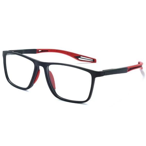 Unisex sportglasögon för närsynthet: Ultralätta silikon- och TR-glasögon, blåljusfilter, halkfria. Svart/Röd +4.0
