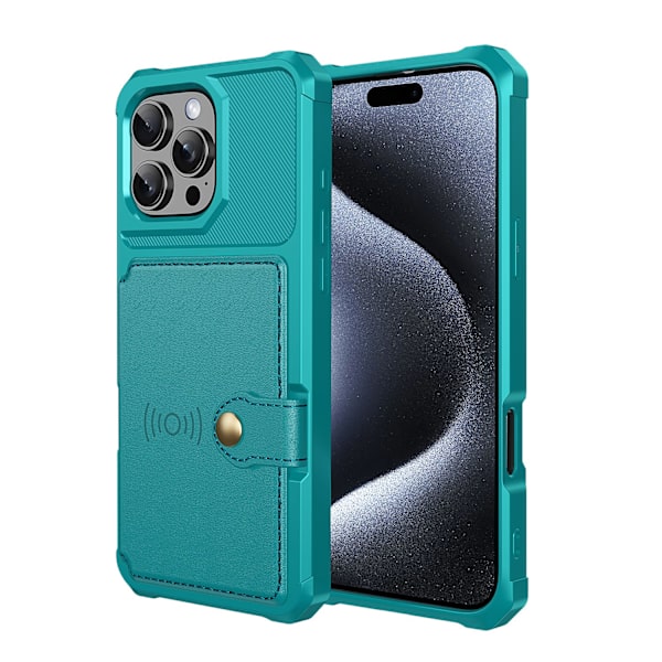iPhone 16 Pro - Exklusivt Skyddande Skal med Kortfack Blå