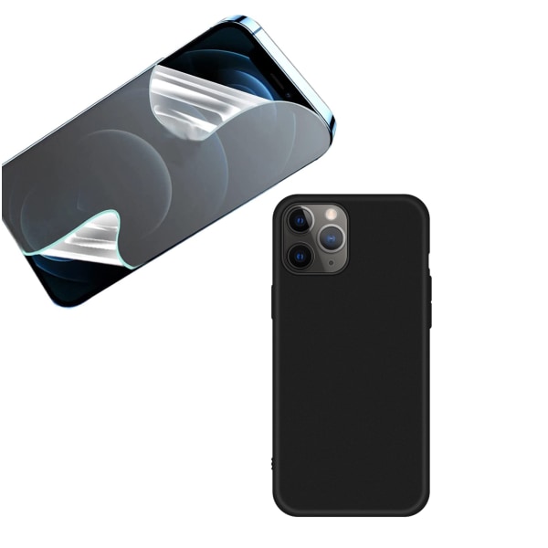 iPhone 14 Pro Max - Tunt Skyddsskal & Mjukt Skärmskydd Svart