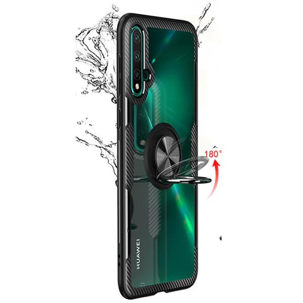 Huawei Nova 5T - Stilrent Skal med Ringhållare Blå