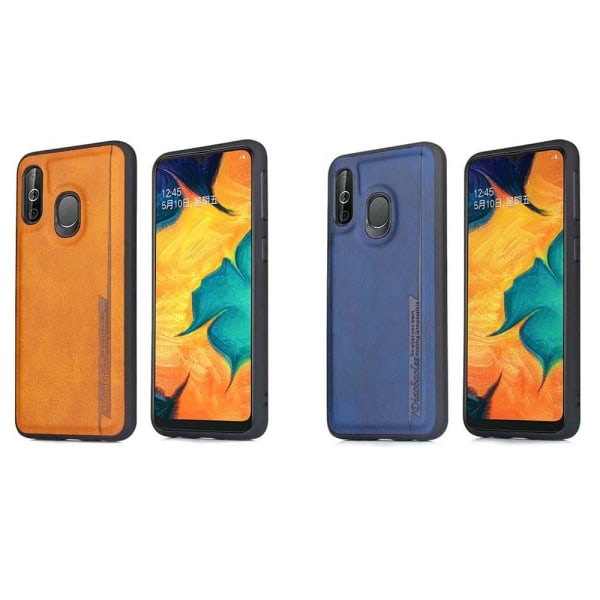 Samsung Galaxy A40 - Stötdämpande Pu-Läder Skal Svart