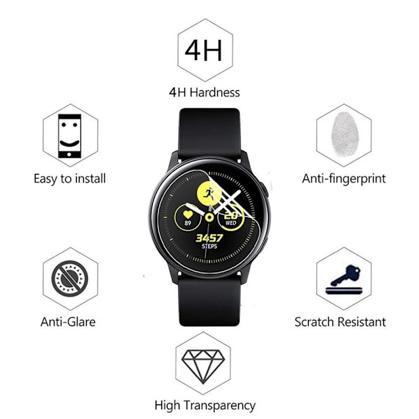 Galaxy Watch Active2 Mjukt Skärmskydd PET 40/44mm R820/R830 Transparent/Genomskinlig 44mm