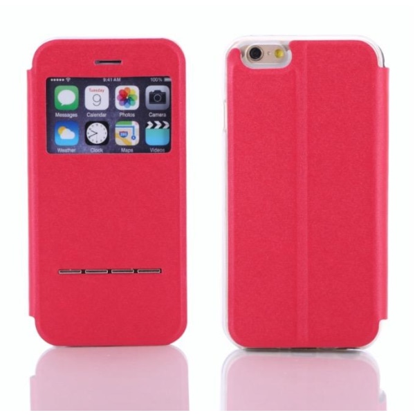 iPhone 5/5S/5SE  Smartfodral med f�nster och svarsfunktion Röd