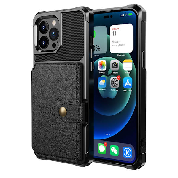 iPhone 14 Pro Max - Skal med Korthållare Blå