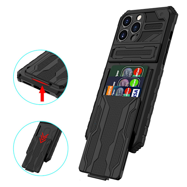 iPhone 13 Pro Plånboksfodral - Stilsäker Design med Militärklassat Skydd Grön