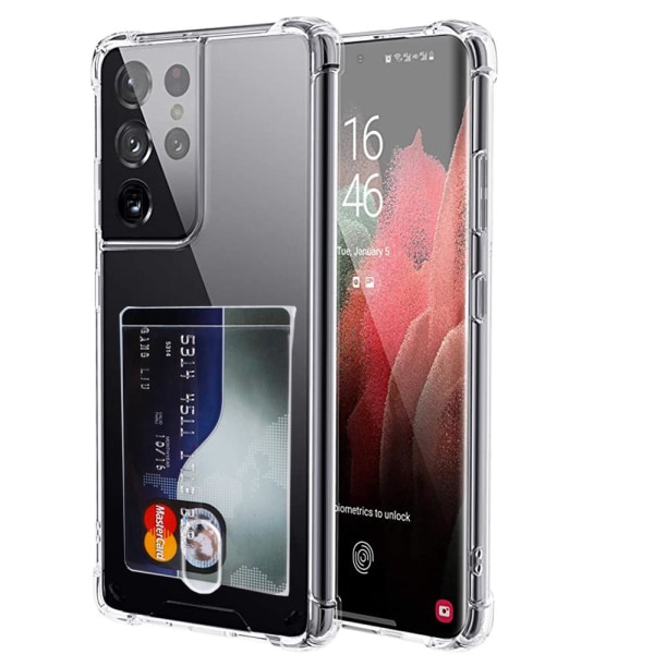Samsung Galaxy S21 Ultra - Beskyttelsescover med kortholder Transparent