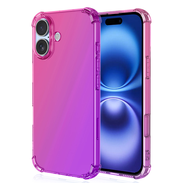 iPhone 16 - Snyggt och Transparent Silikonskal Rosa/Lila