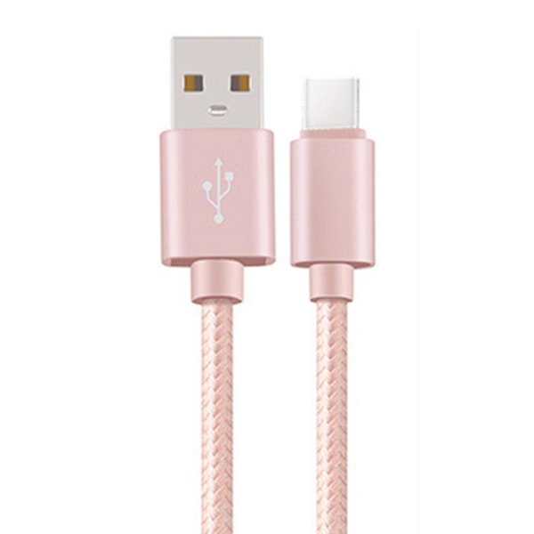 USB-C/Type-C Snabbladdningskabel 200cm (Slitstark/Metallhuvuden) Himmelsblå