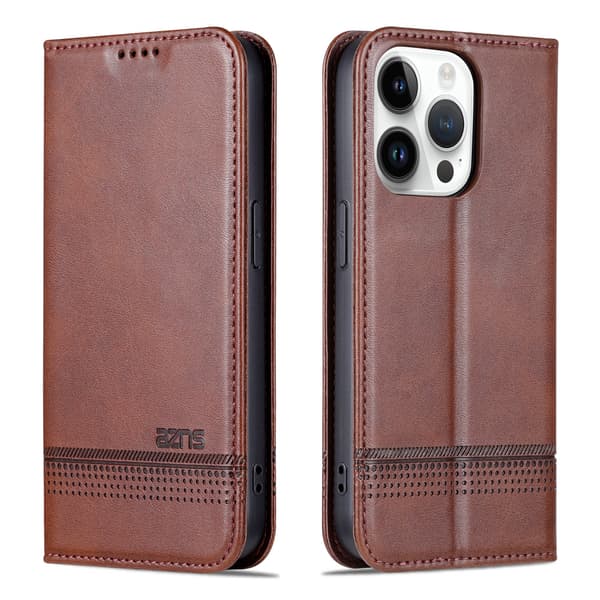 iPhone 15 pro - Plånboksfodral i Läder med 3-kortfack Svart