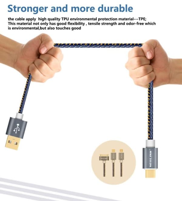 USB Slitstark Snabbladdningskabel 100cm (Lightning) Blå Blå