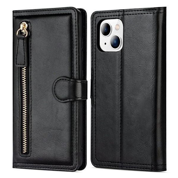 iPhone 13 - Lyxigt Wallet Case med Kortplatser Svart