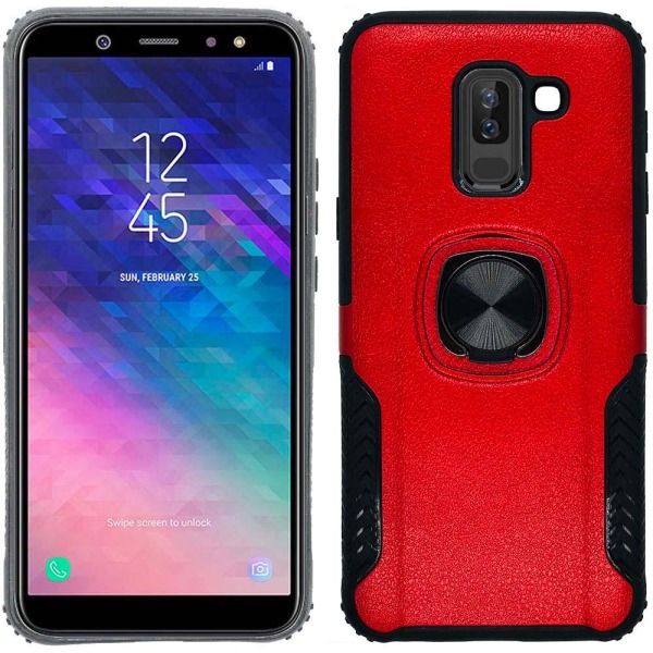 Samsung A6 Plus - Praktiskt Skal med Ringhållare (LEMAN) Mörkblå