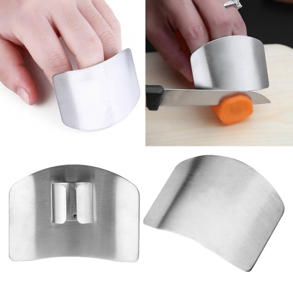 Slitesterk fingerbeskyttelse for kjøkken i rustfritt stål Silver Stor
