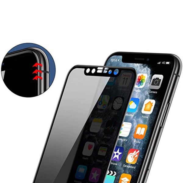 iPhone XS Max FullCover Anti-Spy -näytönsuoja 9H Svart