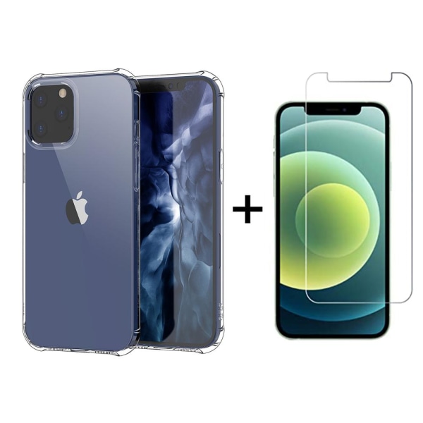 iPhone 12 Pro - Suojakuori silikonia + näytönsuoja Transparent