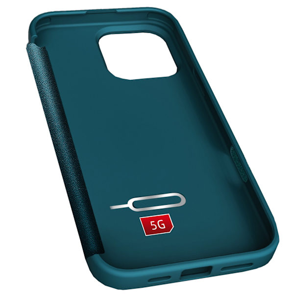 iPhone 13 mini - Skyddsfodral med Fönster och Fack Grön