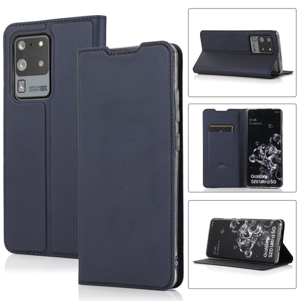 Samsung Galaxy S20 Ultra - Stilfuldt Wallet etui MarineBlue Marinblå