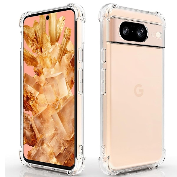Google Pixel 8 - Flexibelt Skyddsskal i Silikon för Bättre Grepp Blå/Rosa