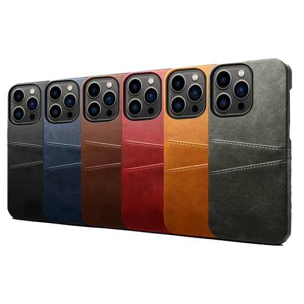 iPhone 15 Pro - Slimmat PU-läderfodral med 2-kortfack grå