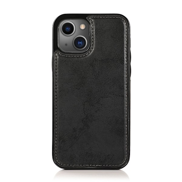 iPhone 15 Plus - PU-nahkainen lompakkokotelo, jossa 3 korttipaikkaa Black