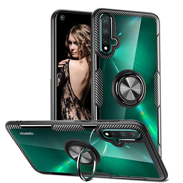 Huawei Nova 5T - Stilrent Skal med Ringhållare Blå