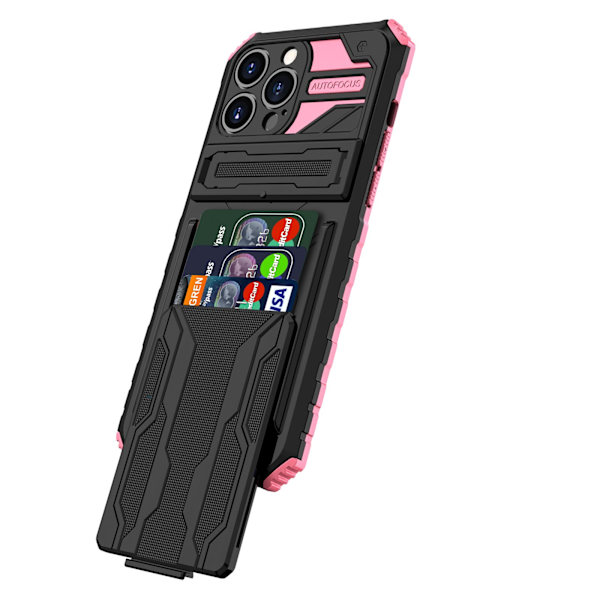 iPhone 13 Pro Max - Ultimativt Skydd med Kortplatser och Kickstand Grön