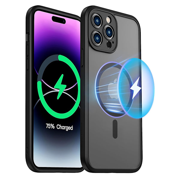 iPhone 15 Pro -  Starkt Magnetiskt Matt Känsla Baksida Fodral Svart/Grå