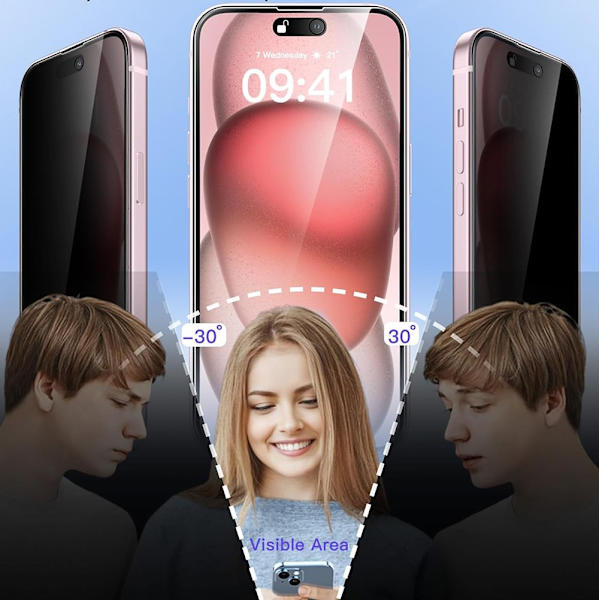 iPhone 15 Integritetsskydd & 9H Tempererat Glas